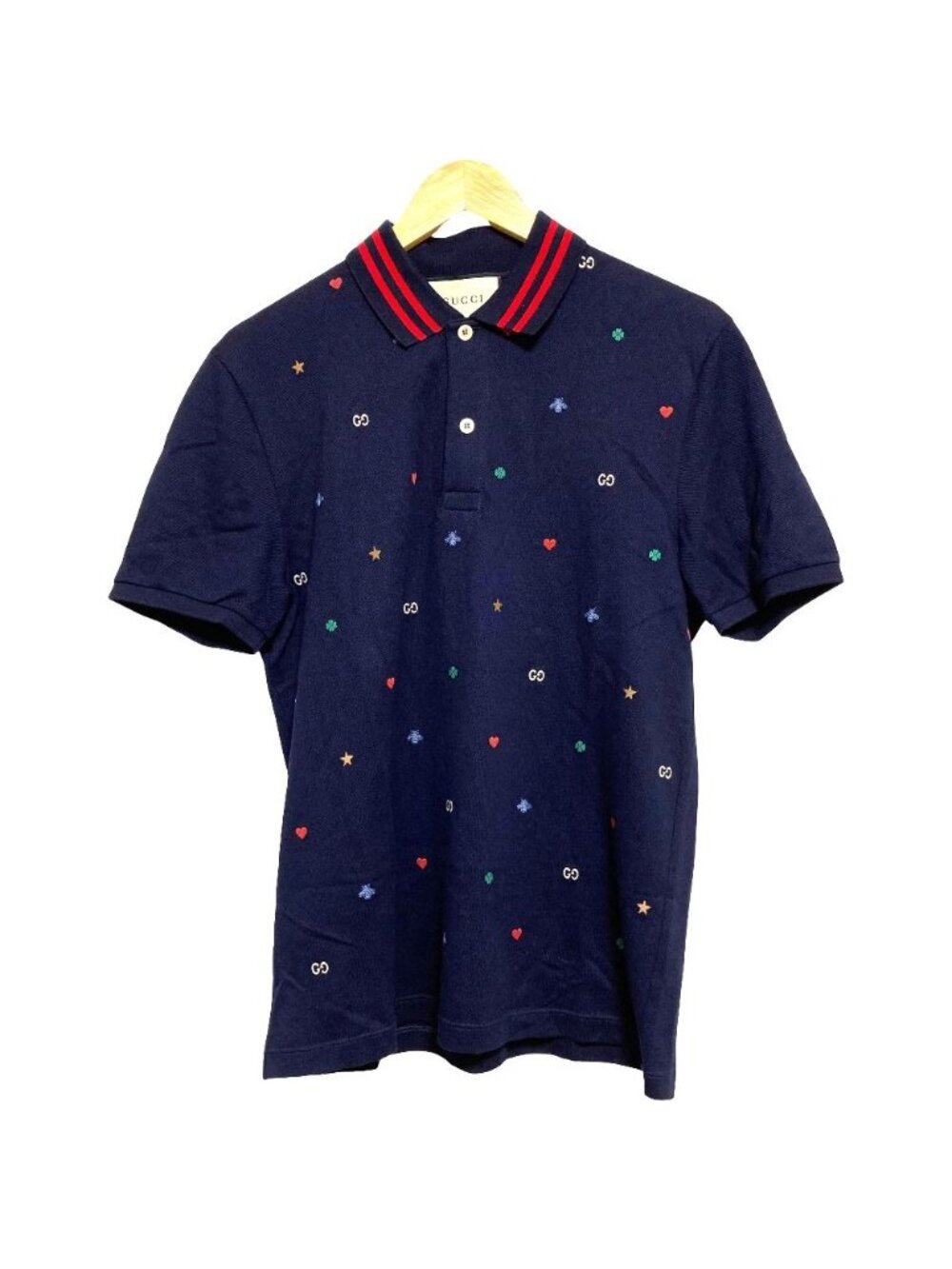Gucci Embroidery Short Sleeve Polo Shirt Navy Spring Summer M